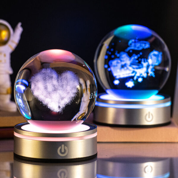 Creative 3D Crystal Ball Colorful  Small Night Lamp - Image 2